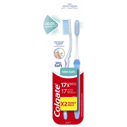 קולגייט מברשות שיניים סלים סופט זוג