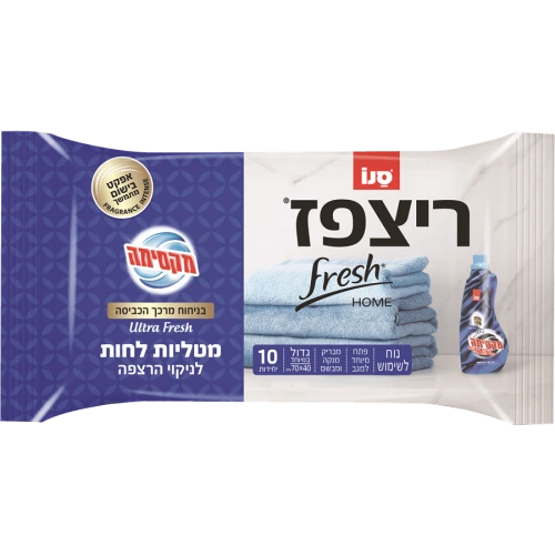 סנו מטליות ריצפז בניחוח מרכך כביסה אולטרה פרש - 10 יחידות