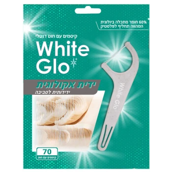 וייט גלו קיסמי שיניים עם חוט דנטלי ידית אקולוגית 70 יחידות